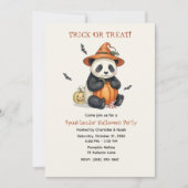 Invitation mignonne d'Halloween de panda et de cit (Devant)