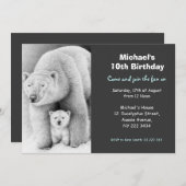 Invitation mignonne d'ours blanc et de fête (Devant / Derrière)