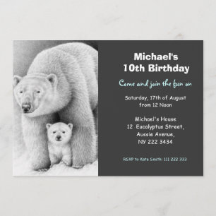 Invitation mignonne d'ours blanc et de fête