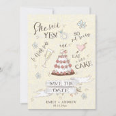 Invitation Mignonne Elle A Dit Oui Style Cartoon Enregistrer  (Devant)