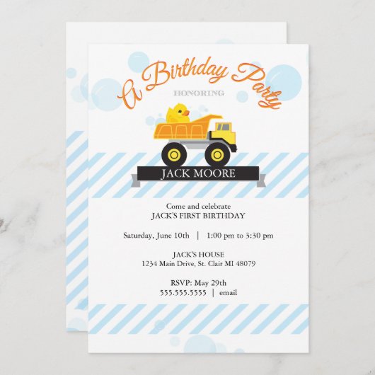 Invitation mignonne en caoutchouc d'anniversaire (Devant / Derrière)
