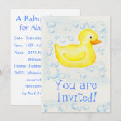 Invitation mignonne en caoutchouc de baby shower (Devant / Derrière)