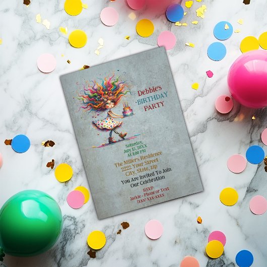 Invitation Mignonne et drôle fille Whimsical