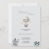 Invitation mignonne et simple gris garçon bébé douche invitat (Devant)