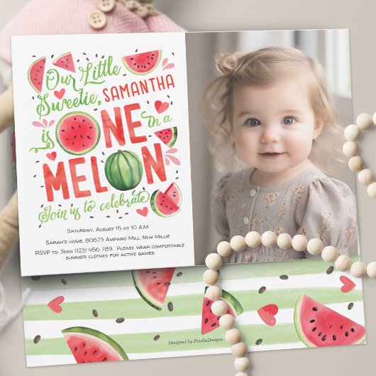 Invitation Mignonne Eté Fruit Fruit Girl 1er Anniversaire Pho