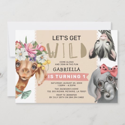 Invitation Mignonne Faisons-nous fêter la 1ère fête d'anniver (Devant)