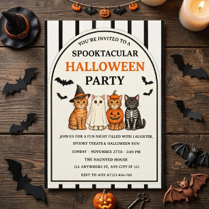 Invitation Mignonne fête d'Halloween Spooktacular pour chats