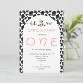 Invitation Mignonne Fille de Vache Funny Bébé rose Premier an (Debout devant)