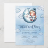 Invitation Mignonne fille dormant au-dessus du baby shower bl (Devant / Derrière)