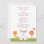 Invitation Mignonne fille lapin et Baby shower de fils de fle (Dos)