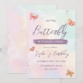 Invitation mignonne fille rose parties scintillant anniversai (Devant / Derrière)