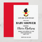 Invitation Mignonne fille sur un Baby shower de bébé coudre (Devant / Derrière)