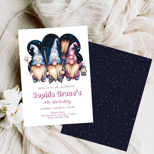 Invitation Mignonne gnome amis à minuit