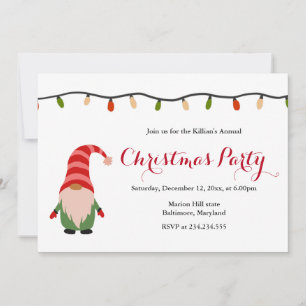 Invitation Mignonne Gnome Fête de Noël