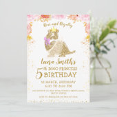 Invitation Mignonne Gold Princesse Petit Dinosaure Fille Anni (Debout devant)
