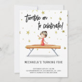 Invitation Mignonne Gymnastique Solde Poutres Anniversaire (Devant)