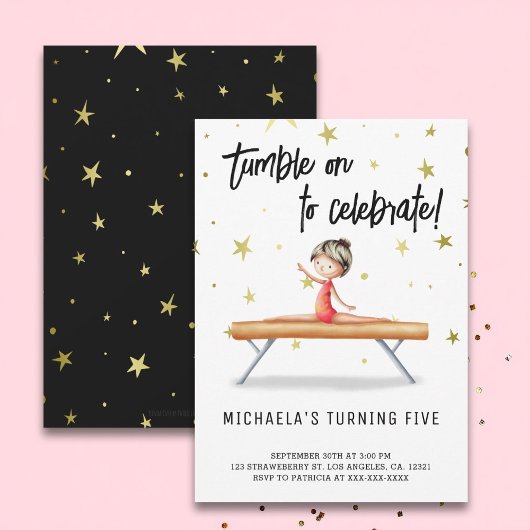 Invitation Mignonne Gymnastique Solde Poutres Anniversaire