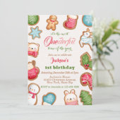 Invitation Mignonne Hiver Vacances impeccables 1er fête d'ann (Debout devant)