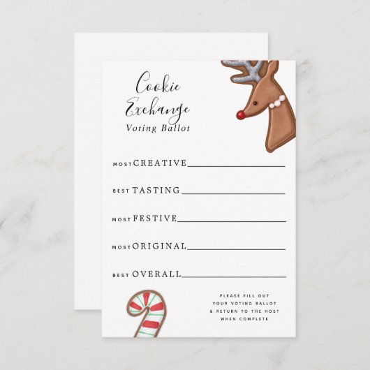 Invitation Mignonne Holiday Cookie Exchange Vote Vote (Devant / Derrière)