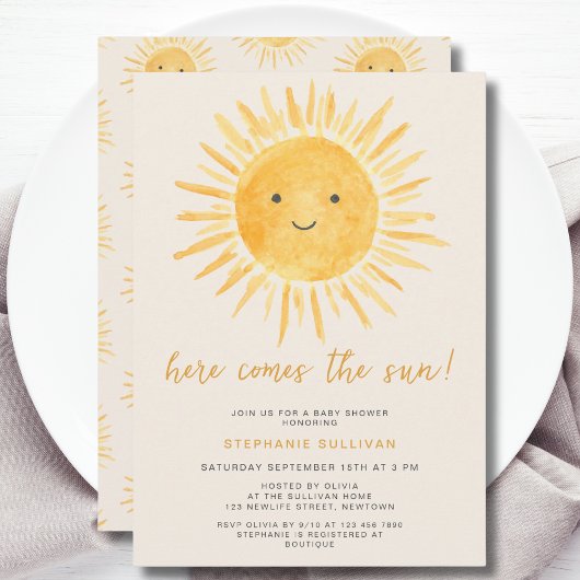 Invitation Mignonne Ici, Le Baby shower Soleil