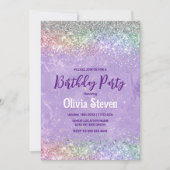 Invitation Mignonne iridescen lilas violet fausse parties sci (Devant)