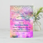 Invitation Mignonne iridescente argent faux parties scintilla (Debout devant)