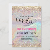 Invitation Mignonne iridescente fausse parties scintillant or (Devant)