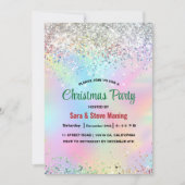 Invitation Mignonne iridescente licorne fausse parties scinti (Devant)