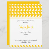invitation mignonne jaune de baby shower de rangée (Devant / Derrière)