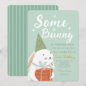Invitation Mignonne lapin blanc Certains lapins deviennent 2è (Devant / Derrière)