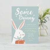 Invitation Mignonne Lapin Blanc Un Petit Lapin Qui Tourne Un  (Debout devant)