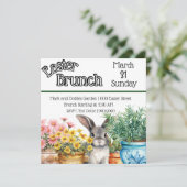 Invitation Mignonne lapin de Pâques dans le jardin Brunch de  (Debout devant)