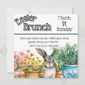Invitation Mignonne lapin de Pâques dans le jardin Brunch de  (Devant)