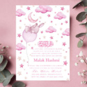 Invitation Mignonne lapin et étoile bébé fille islamique Aqiq