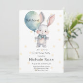 Invitation Mignonne Lapin Wild Un 1er anniversaire fête (Debout devant)