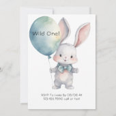 Invitation Mignonne Lapin Wild Un 1er anniversaire fête (Dos)