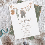 Invitation Mignonne ligne de vêtements neutre genre baby show<br><div class="desc">Mon bébé ! Baby shower de ligne de vêtements boho sans sexe mignon avec combinaison de gosses boho, sucette, ours en peluche, glissière, eucalyptus et chaleur en bois avec des arcs et des cintres mignons sur une ligne de vêtements avec une typographie de police de caractères élégante et moderne de...</div>