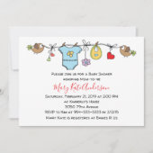 Invitation Mignonne ligne de vêtements rouges BABY SHOWER neu (Devant)