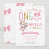 Invitation Mignonne Little Miss ONE derful 1er Anniversaire B (Devant / Derrière)