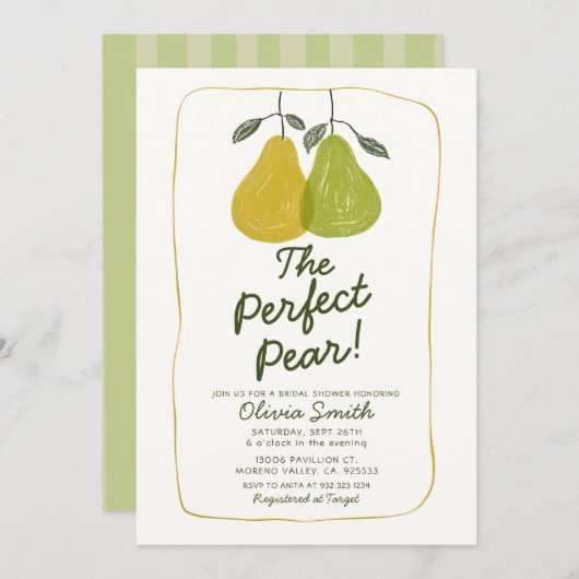 Invitation Mignonne main tiré Fête des mariées parfaite à poi (Devant / Derrière)