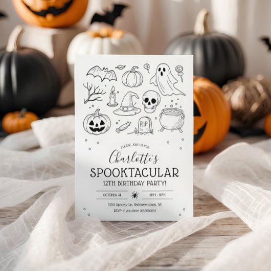 Invitation Mignonne Main tiré Halloween fête d'anniversaire