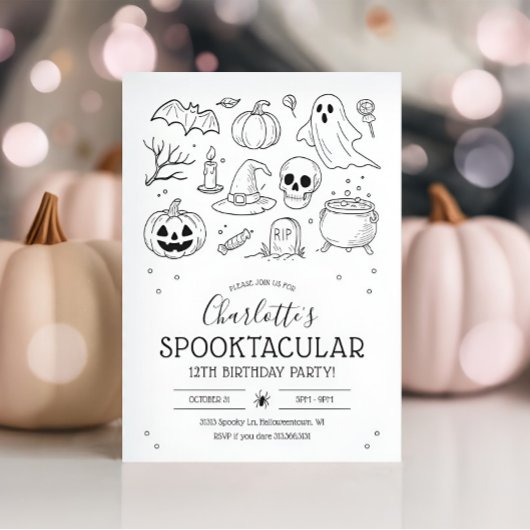 Invitation Mignonne Main tiré Halloween fête d'anniversaire