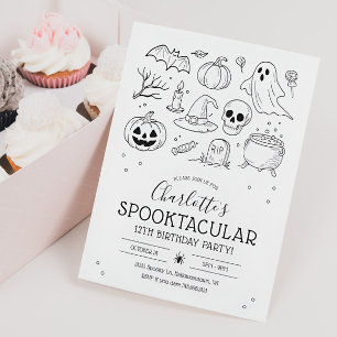 Invitation Mignonne Main tiré Halloween fête d'anniversaire