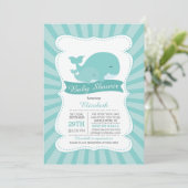 Invitation Mignonne maman avec Bébé Whale Boys Baby shower (Debout devant)