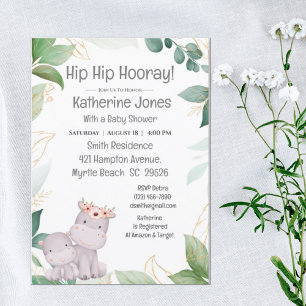 Invitation Mignonne Maman Baby Hippo Baby shower Greeney