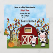 Invitation Mignonne maman et bébé vache Automne Baby shower I (Devant / Derrière)