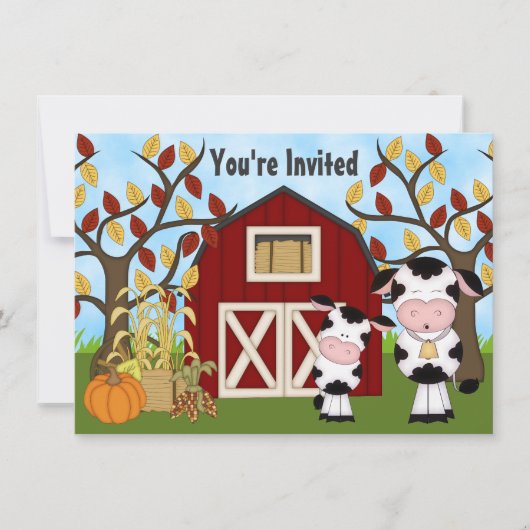 Invitation Mignonne maman et bébé vache Automne Baby shower I (Devant)