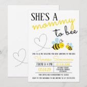 Invitation Mignonne maman jaune à Baby shower d'abeille (Devant / Derrière)