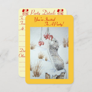 Invitation Mignonne mangeuse de baies de neige scène à noël