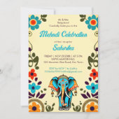 Invitation Mignonne mariage indien éléphant mehndi modèle (Devant)